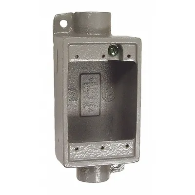 HUBBELL KILLARK Device Box: Iron, Rectangular, 1 Gangs, 1 in Hub Size, 28.5 cu in Capacity - Iron Weatherproof Electrical Boxes