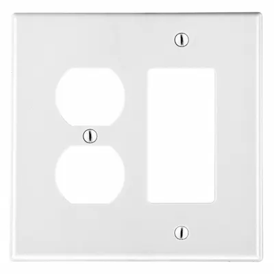 HUBBELL Wall Plate: Combo, 2 Gang, White - Combination Wall Plates