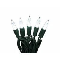 LED Holiday String Lights: PC Bullet Shape, 23 11/16 ft Lg, White, 70 LEDs, 5.2 W, 120 V AC