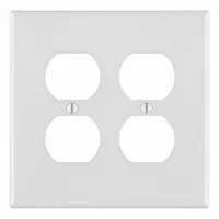 LEVITON Wall Plate: Duplex Outlet, 2 Gang, White, Midsize Size (MPN PJ82-W)