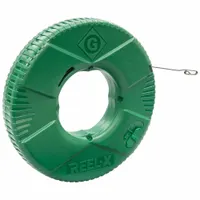 GREENLEE Steel Fish Tape: 100 ft Lg, Flat Tape Shape, Formed Hook End Style, 13 in Case Dia (MPN FTXS-100W)