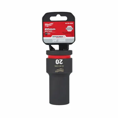 MILWAUKEE Deep Impact Socket: 3/4 in Drive Size, Metric, 20 mm Socket Size, 6-Point - 3/4" Drive Impact Sockets