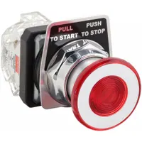 DAYTON Mushroom Head Push Button: Non-Illuminated, Mushroom Head Profile, Metallic, 30 mm, 1NO/1NC (MPN 30G464)