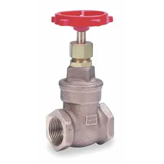 Bronze non-rising stem gate valve with FNPT x FNPT connections. Features a bronze wedge and bronze bonnet. Rated for 300 psi CWP. Used for on/off control in general-purpose plumbing, HVAC, and water systems.