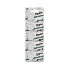 Disposable 2025-size coin cell battery with lithium/manganese dioxide chemistry. Delivers 3V DC and 170 mAh capacity. Suitable for powering small electronic devices such as key fobs, remote controls, calculators, and medical devices.