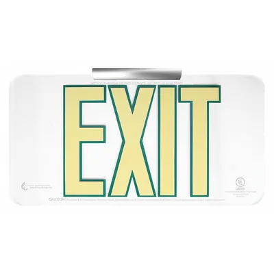 ABILITY ONE Photoluminescent Exit Sign with Universal Wall/Ceiling Mounting Kit: Plastic - Exit Signs