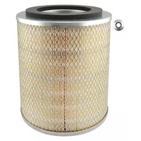 Round/oval engine air filter with axial seal. Inside diameter 7/16 in. Provides intake air filtration for construction equipment engines, protecting against airborne contaminants
