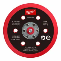 MILWAUKEE Disc Backup Pad: 6 in Wd, Round, Hook and Loop, Hard, For 2585-20, 6 Vacuum Holes (MPN 49-36-2584)