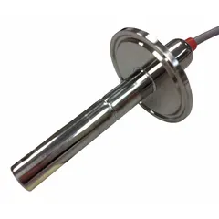 Conductivity sensor with stainless steel construction and round tip shape. Measurement range from 0 to 10 µS/cm up to 0 to 199 mS/cm or as per meter range. Features tinned leads (TL) for connection. Used for conductivity testing in water treatment, chemical processing, and environmental monitoring.