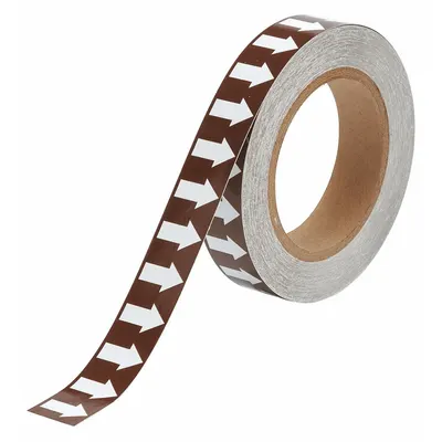 BRADY Pipe Marking Tape: Brown, White, 1 in Wd, 90 ft Roll Lg, Vinyl, 1 in Roll Wd - Pipe Marker Directional Flow Arrow Banding Tape