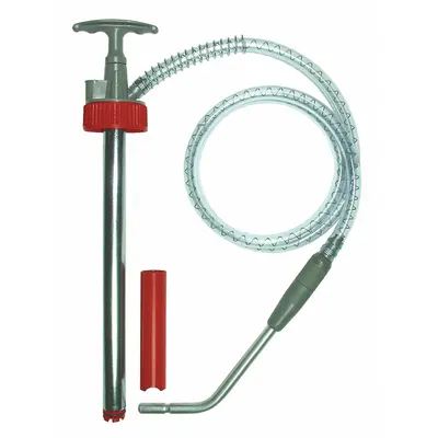 Dayton Hand Pump: Piston Action, Pump with Hose & Nozzle, Steel Housing, 2 oz per stroke - Down-Stroke Drum Pumps