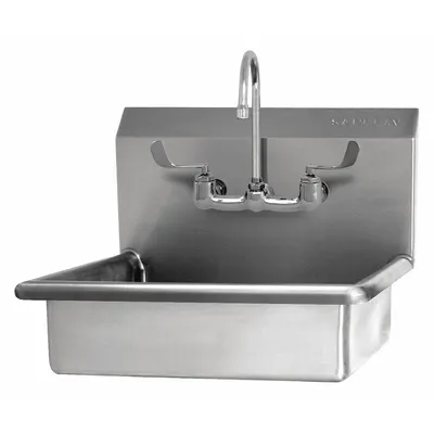 SANI-LAV Hand Sink: 1 Stations, 5 in Bowl Dp, 19 in Bowl Lg, 15 1/2 in Bowl Wd - One-Station Wall-Mounted Hand Sinks with Faucets