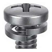 This SEMS machine screw features a pre-assembled split lock washer for vibration resistance, reducing assembly time. It has a #6-32 thread, 5/16 in length, stainless steel with passivated finish, pan head, and #2 drive size. Supplied in a 25-piece pack