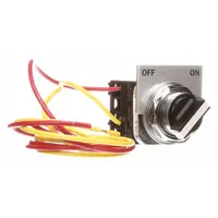 This Siemens selector switch kit is a NEMA motor starter selector switch for manual start/stop control. It includes wires for connection and features a black finish. Suitable for industrial motor control applications