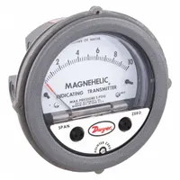 DWYER Indicating Differential Transmitter: Dial, 0 in wc to 10 in wc, Screw Terminals, 5.5 in Dia (MPN 605-10)