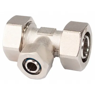 RAPIDAIR Compression Tee Fitting: 31/32 in OD 31/32 in OD 31/32 in OD Fitting Size, Reducer - Compressed Air System Brass Compression Tube Fittings
