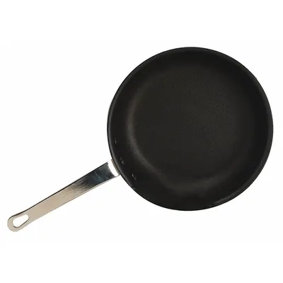 CRESTWARE Fry Pan: Non-Stick, 7 1/2 in Top Dia, Aluminum, Silver, Aluminum, NSF Certified - Uncoated Frying Pans
