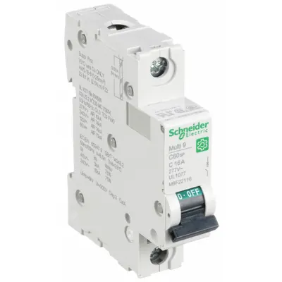 SCHNEIDER Supplementary Protector: 16 A Amps, 60V DC, 14kA at 120/240V AC, Screw Clamp - C-Curve, 1-Pole UL1077 DIN Rail-Mount Supplementary Protectors