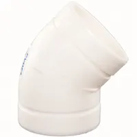 45 Degrees Elbow: Polyvinylidene, 1 1/2 in x 1 1/2 in Fitting Pipe Size, Schedule 40, White, No-Hub (MPN 723000)