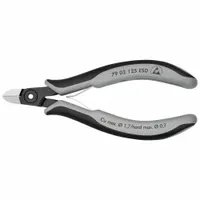 Diagonal Cutting Plier: ESD-Safe, Flush, Oval, 5 in Overall Lg, 3/8 in Jaw Lg, 1/2 in Jaw Wd (MPN 79 02 125 ESD)