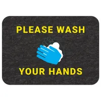 PIG Floor Sign Mat: Please Wash Your Hands, 2 ft x 17 in, 2 ft Overall Wd, 17 in Overall Lg, 4 PK (MPN GMM21001-BK)