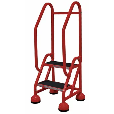 COTTERMAN Rolling Ladder: 1.5 ft Platform Ht, Partially Assembled, Steel - Steel Ultra-Stable Weight-Actuated Ladders