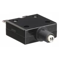 Panel Mount Circuit Breaker: 15 A Amps, 125/250V AC, 32V DC, 3/8 in Collar, 2.31 in Dp, 1/4 in Tab (MPN CLB-153-27E3N-W-A/15)