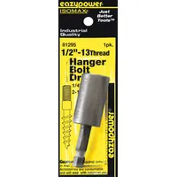 This hanger bolt driver bit is designed for driving threaded bolt hangers into wood or metal surfaces. It features a 5/16 in-18 thread size, hex shank, and is impact rated for use with power drivers. Constructed from S2 steel, the bit is unfinished and does not include a bit holder