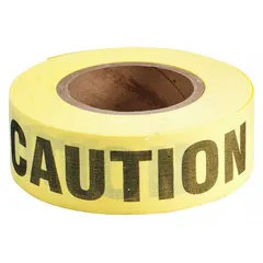Barricade Tape, 2 in x 200 ft, Yellow Cotton, Caution Legend