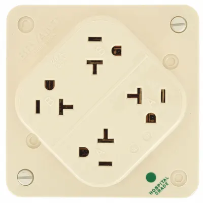 BRYANT Receptacle: Hospital Grade, Quad, 5-20R, Orange, 125V AC, 20 A - General Purpose Receptacles
