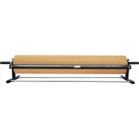 Wall-mounted, horizontal single-roll paper dispenser for 48-inch wide rolls. Overall width 54 inches. Black finish. Suitable for dispensing kraft paper in packaging and shipping operations