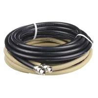 This 25-foot fluid air hose from BINKS features a 3/8-inch inside diameter and is constructed from nylon with a black/red color. It is equipped with NPS fittings and is compatible with air media, making it suitable for use in paint sprayer systems and other fluid handling applications requiring air-compatible hoses