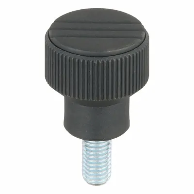 KIPP Hand Knob: Knurled, Plastic w/ Steel Thread, M10 Thread, 20 mm Thread Lg - Knurled Knobs with Threaded Stud