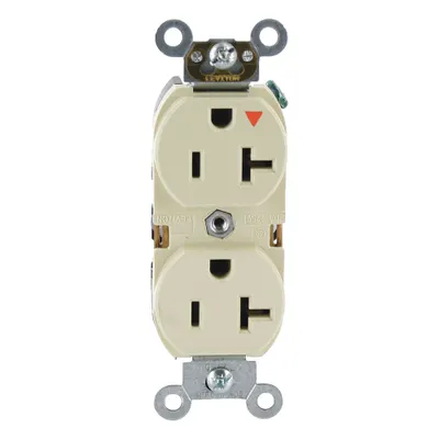 LEVITON Receptacle: Duplex, 5-20, Ivory, 125V AC, 20 A, 2 Pole / 3 Wire (MPN 5362-IGI) - General Purpose Receptacles