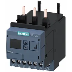 Siemens 3-phase current monitoring relay for over and under current detection. Rated for 4 A to 40 A. Used in three-phase systems to monitor motor loads and industrial equipment, helping to prevent damage from phase imbalance or load faults.