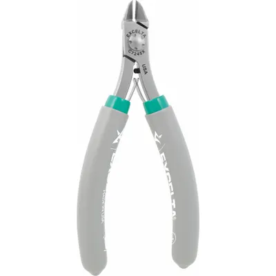 EXCELTA Hard Wire Cutters: Flush, Angled, 4 1/2 in Overall Lg, Std Cushion Grip - ESD-Safe Flush-Cut Diagonal-Cutting Pliers