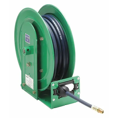 SPEEDAIRE Spring Return Hose Reel: 25 ft (1/4 in I.D.), 1/4 in MNPT, 300 psi Max Op Pressure - Standard Air or Water Spring-Return Hose Reels