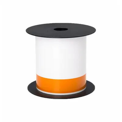 BROTHER Pre-Cut Label Stock Roll: Orange Header, 4 in, Vinyl, Orange/White - Brother Orange Header Precut Label Rolls