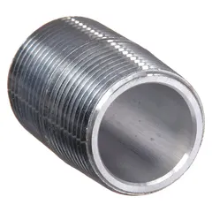 Aluminum nipple with 1-inch male NPT threads on both ends. Used to connect two male-threaded conduits or fittings in conduit systems. Plain finish.