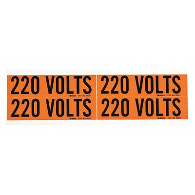 BRADY 44207 Self-Stick Vinyl Conduit and Voltage Marker, 220 Volts, B Label - Self-Stick Vinyl Conduit and Voltage Markers