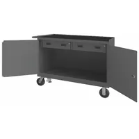 DURHAM MFG Mobile Cabinet Workbench: 48 in x 24 in, Rubber, 3,600 lb Overall Load Capacity, Gray (MPN 3414-RM-FL-95)