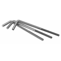 Steel L-hook anchor with plain finish, 1 1/4 in diameter, 42 in body length, and 1 1/4"-7 thread size. Supplied as a 12-pack kit. Used for securing structural elements to concrete foundations in industrial construction and machinery mounting