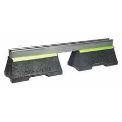 Pre-galvanized steel support block with strut channel, featuring a 5 in wide rubber base and 24 in overall length. The rubber base provides vibration dampening and load distribution for supporting piping, conduit, or equipment in industrial and HVAC installations.