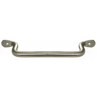 Standard fixed pull handle made of polished stainless steel with a silver finish. Features unthreaded mounting holes for 1/4 in screws and a grip thickness of 0.63 in. Suitable for use on cabinets, enclosures, and machinery doors in industrial settings