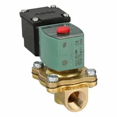 This 2-way, 2-position normally closed solenoid valve from REDHAT features a 1/2 in pipe size and operates on 110V AC voltage. The watertight coil enclosure allows use in outdoor or washdown environments. Typical applications include on/off control of liquids or gases in industrial automation, irrigation, and process control systems.