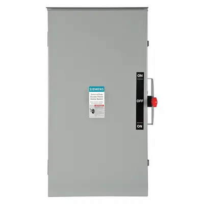 Siemens Safety Switch: Non-Fusible, 200 A, Single Phase, 240V AC, Galvanized Steel - Non-Fusible Safety Switches