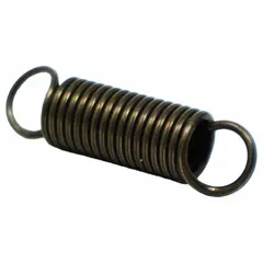 Brass extension spring with crossover center loop ends and plain finish. Free length of 1 3/64 inches, wire diameter of 0.04 inches. Sold in a 12-pack. Suitable for applications requiring moderate tensile force and corrosion resistance in mechanical assemblies.