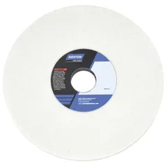 Type 1 straight grinding wheel, 8" diameter, 1/2" thickness, 1 1/4" arbor hole. Specification 38A46-HVBEP with hardness H. Suitable for light-to-moderate grinding of tool steels. Sold in a 5-pack.