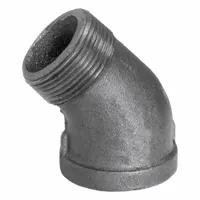 Metal Pipe Elbow: 2 in x 2 in, Threaded x Threaded, Class 300, 300 psi, 45° Elbow, Malleable Iron (MPN ZUSA-PF-23227)