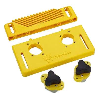 MAGSWITCH Woodworking Starter Kit: Steel Table or Cast Iron Fence Compatible - Push Blocks, Push Sticks & Featherboards